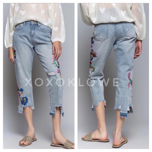 POL Retro 90s Grunge Embroidered Denim Jeans - Picture 8 of 11